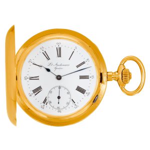Swiss 14k yellow gold keyless pocket watch Circa 1895
