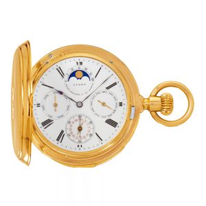 Swiss gold hunting cased complicated lever watch Circa 1890