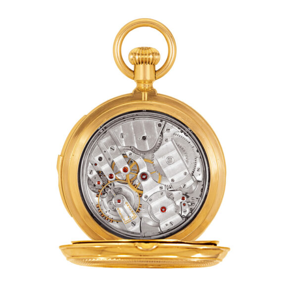 Swiss gold hunting cased complicated lever watch Circa 1890 Swiss gold hunting cased complicated lever watch Circa 1890
