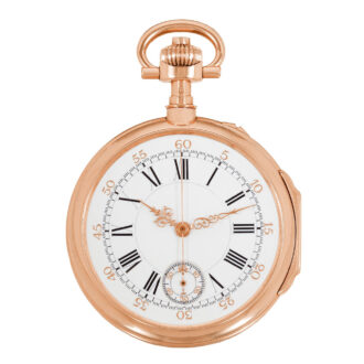 Swiss gold keyless pocket watch with chronograph Circa 1883