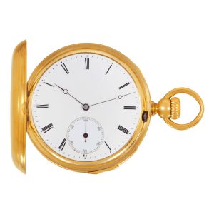 Swiss 18 Carat gold keyless quarter repeating watch Circa 1864