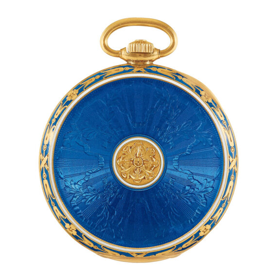 Swiss gold, aqua translucent enamel dress watch Circa 1909 Swiss gold, aqua translucent enamel dress watch Circa 1909