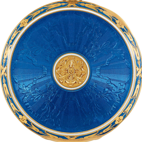 Swiss gold, aqua translucent enamel dress watch Circa 1909 Swiss gold, aqua translucent enamel dress watch Circa 1909