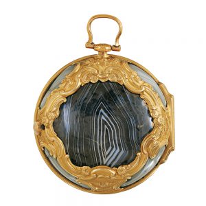 English 22K gold, agate-mounted pair-cased watch Circa 1750