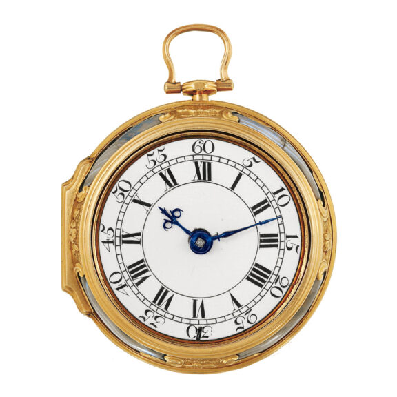 English 22K gold, agate-mounted pair-cased watch Circa 1750 English 22K gold, agate-mounted pair-cased watch Circa 1750