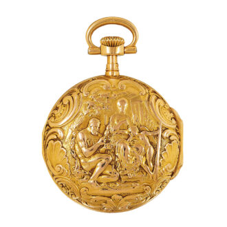 Swiss gold quater repeater with repoussé case Circa 1895