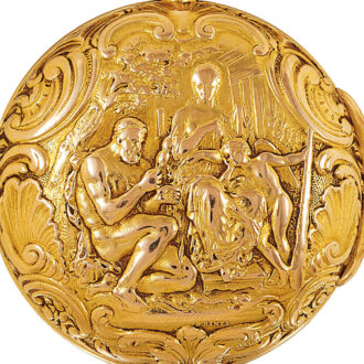 Swiss gold quater repeater with repoussé case Circa 1895