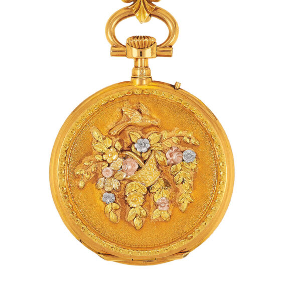 French varicoloured gold ladies' pendant watch Circa 1880 French varicoloured gold ladies' pendant watch Circa 1880