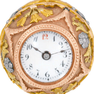 Swiss vari colored gold ball shaped pendant watch Circa 1900