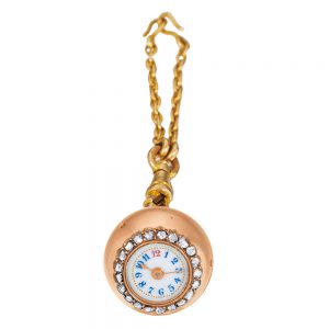 Swiss gold, diamond-set miniature ball form watch Circa 1890