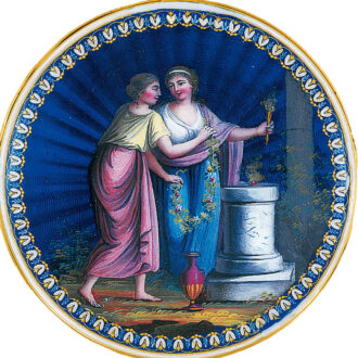 French gold cylinder watch with enamel scene Circa 1790