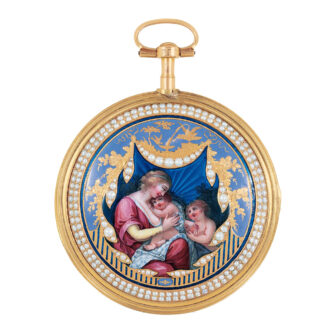Swiss gilt metal verge watch with enamel scene Circa 1795