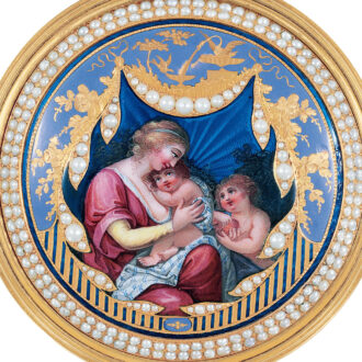 Swiss gilt metal verge watch with enamel scene Circa 1795