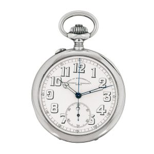 Swiss silver keyless pocket watch with chronograph Circa 1918