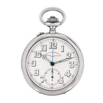 Swiss silver keyless pocket watch with chronograph Circa 1918