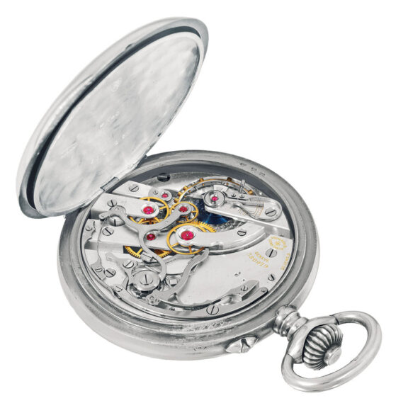 Swiss silver keyless pocket watch with chronograph Circa 1918 Swiss silver keyless pocket watch with chronograph Circa 1918