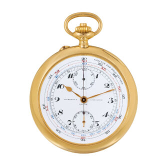 Swiss yellow gold keyless watch with tachometer Circa 1918