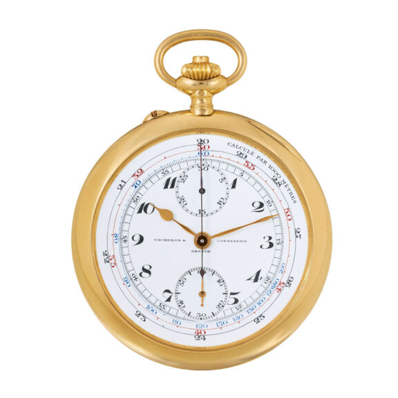 Swiss yellow gold keyless watch with tachometer Circa 1918