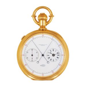 Swiss gold keyless watch with regulator dial Circa 1880