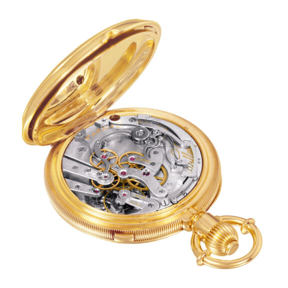Swiss gold keyless watch with regulator dial Circa 1880 Swiss gold keyless watch with regulator dial Circa 1880