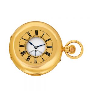 Swiss 18k yellow gold half hunting cased watch Circa 1886