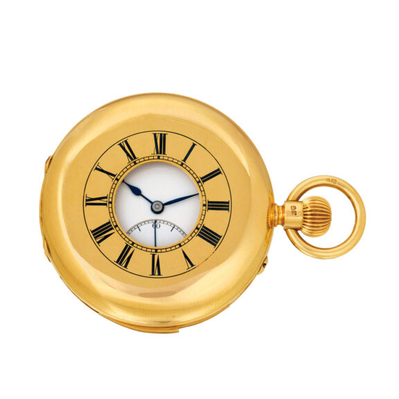 Swiss 18k yellow gold half hunting cased watch Circa 1886