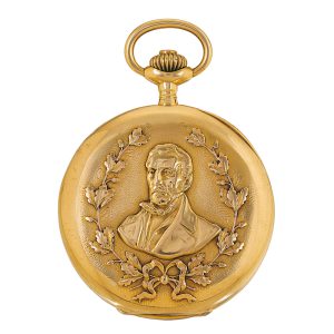 Swiss 18k gold half hunting cased keyless watch Circa 1911