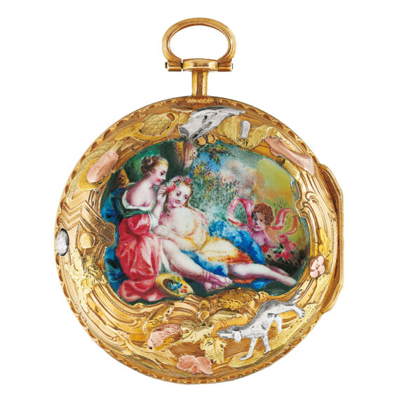 French varicoloured gold and enamel verge watch Circa 1750