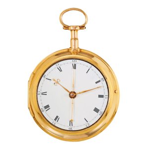 English gold cylinder watch with center seconds Circa 1780
