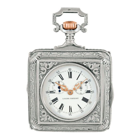 Swiss silver self-winding square pocket watch Circa 1880