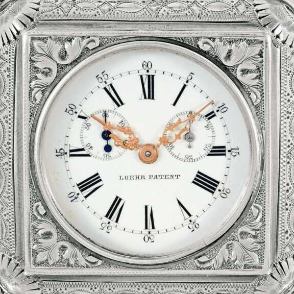 Swiss silver self-winding square pocket watch Circa 1880 Swiss silver self-winding square pocket watch Circa 1880