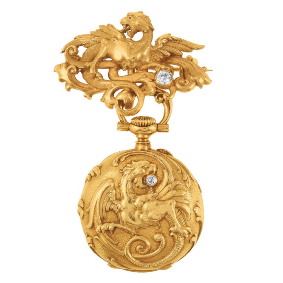 Swiss gold and diamond-set lady's pendant watch Circa 1890