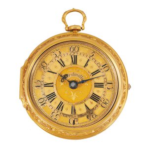 English 22k gold pair cased repoussé verge watch Circa 1729