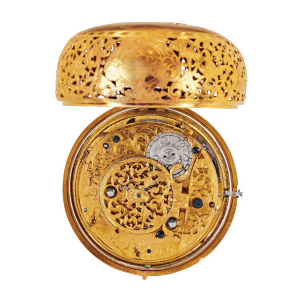 English 22k gold hour-striking clock watch Circa 1703 English 22k gold hour-striking clock watch Circa 1703