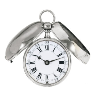 English silver pair-cased verge pocket watch Circa 1705