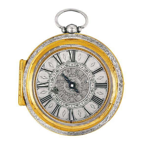 Italian silver, brass single-handed Oignon watch Circa 1700