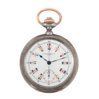 Swiss gunmetal pocket watch with chronograph Circa 1895