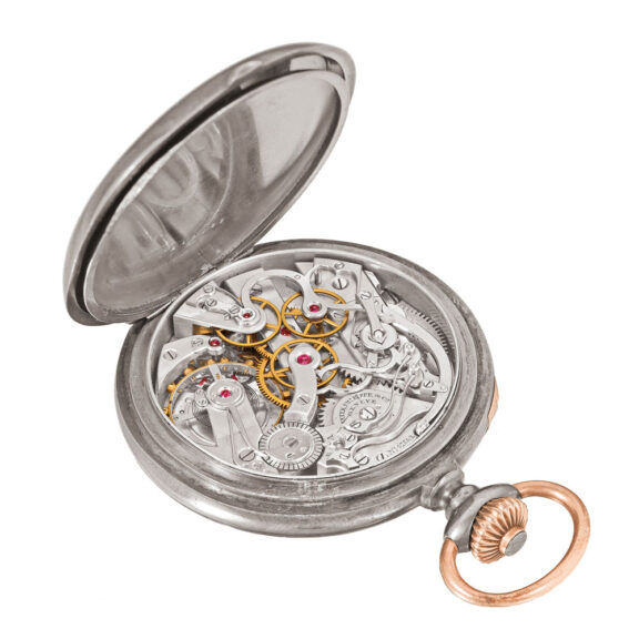 Swiss gunmetal pocket watch with chronograph Circa 1895 Swiss gunmetal pocket watch with chronograph Circa 1895