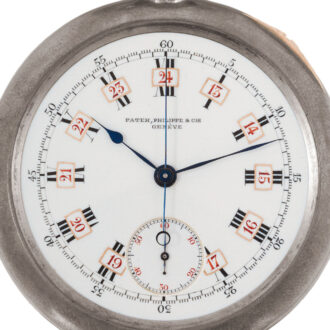 Swiss gunmetal pocket watch with chronograph Circa 1895