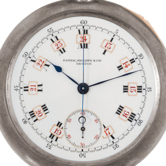 Swiss gunmetal pocket watch with chronograph Circa 1895 Swiss gunmetal pocket watch with chronograph Circa 1895
