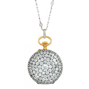 Swiss gold diamond-set lady's pendant watch Circa 1888