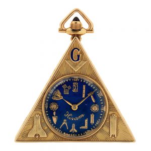 American 14 carat gold triangular Masonic lever watch Circa 1930