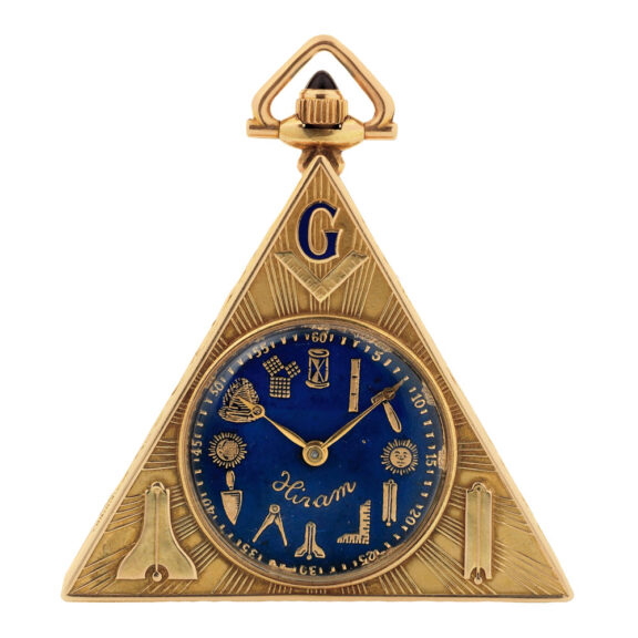 American 14 carat gold triangular Masonic lever watch Circa 1930