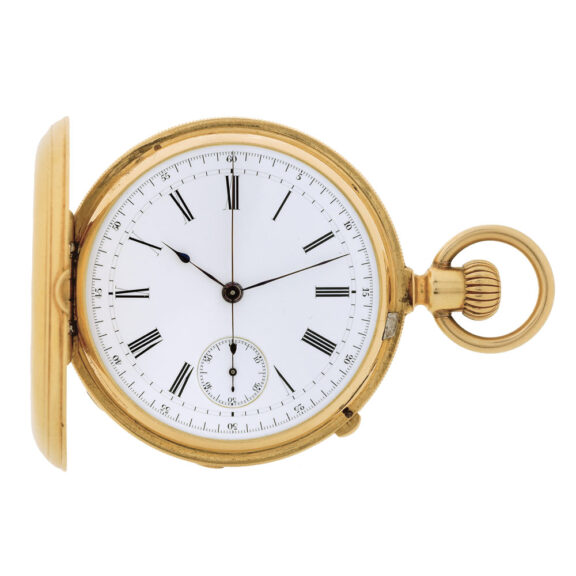 Swiss 18k yellow gold watch with chronograph Circa 1860