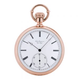 Danish 18 Carat pink gold keyless pocket watch Circa 1880