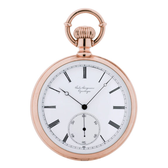 Danish 18 Carat pink gold keyless pocket watch Circa 1880