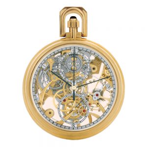 Swiss gold skeletonized watch with chronograph Circa 1980