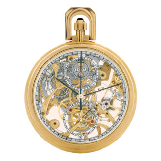 Swiss gold skeletonized watch with chronograph Circa 1980