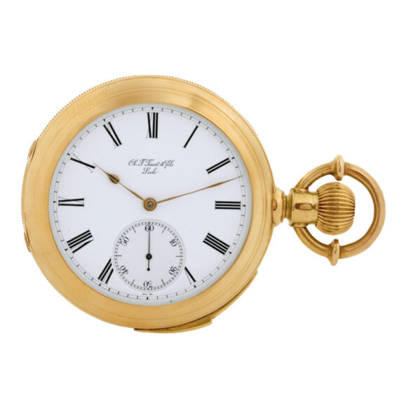 Swiss gold minute repeating keyless pocket watch Circa 1890