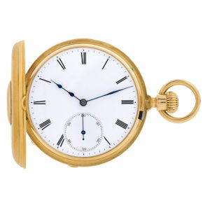 Swiss 18k yellow gold half-hunting pocket watch Circa 1870